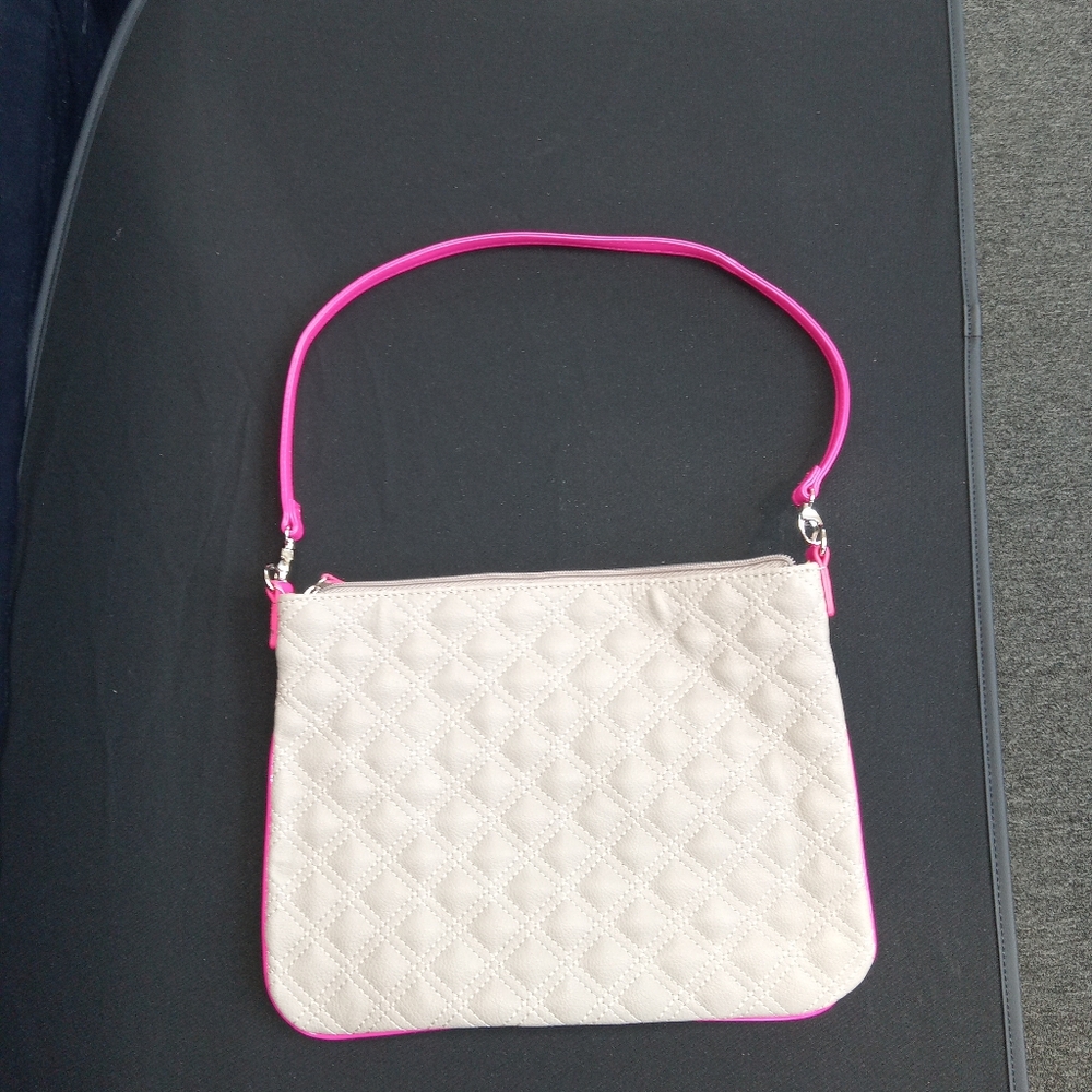 Quilted White and Pink Handbag